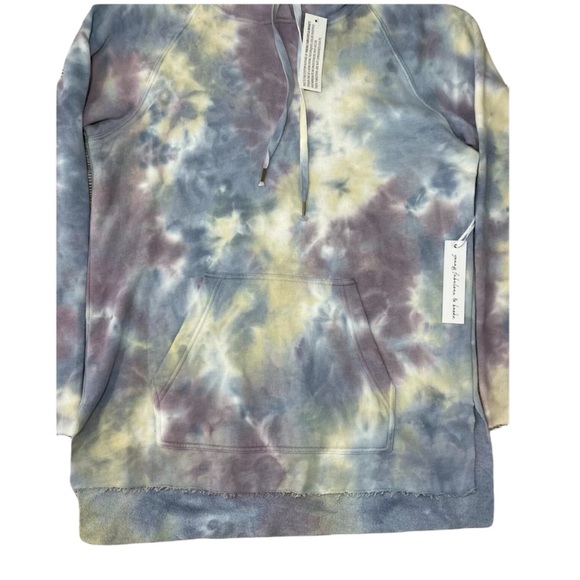 NEW Young Fabulous & Broke Oversized Hoodie Tunic Sweatshirt Blue Tie Dye Small - Picture 7 of 13
